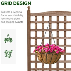 Outsunny Jardinieră Exterior din Lemn cu Suport pentru Plante și Grilaj pentru Plante Cățărătoare 64x28x120cm Maro | Aosom Romania