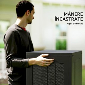 Outsunny Cufăr de Exterior de 93L cu Mânere Integrate și Cârlig pentru Lacăt, 56x41x50 cm, Negru | Aosom Romania