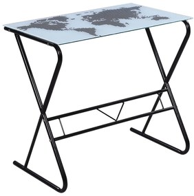242282 vidaXL Birou din sticlă cu model harta lumii