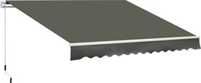 Outsunny Copertină Pliabilă pentru Exterior, Copertină Tip Roll-Up cu Deschidere Manivelă, 350x250 cm, Gri | Aosom Romania