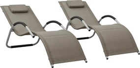 vidaXL Șezlonguri, 2 buc., gri taupe și gri, textilenă