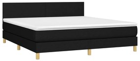 Pat box spring cu saltea, negru, 180x200 cm, catifea Negru, 180 x 200 cm, Design simplu