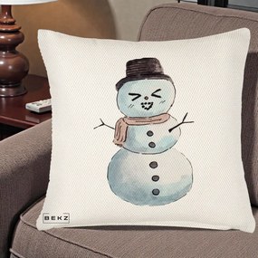 Perna Decorativa Om de Zapada Kawaii Haios, 40x40 cm, Crem Reliefat, Husa Detasabila, Perna Inclusa, BEKZ®