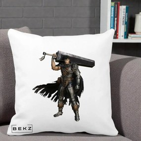 Perna Personalizata Berserk Guts Luptatorul Negru, 40x40 cm, Alba Mata, Husa Detasabila, Perna Inclusa, BEKZ®