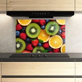 Panou Sticla Bucatarie, 50x70cm, Protectie aragaz, Antistropi, Termorezistent, Alimente, Fructe, Kiwi Fruit Mix