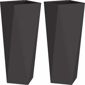 vidaXL Jardinieră 2 pcs Negru 30 x 30 x 75 cm Oțel