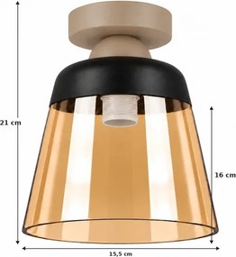 BRILAGI-LED Plafonieră R GLASS 1xE27/60W/230V Ø15,5cm bej/bej fumuriu