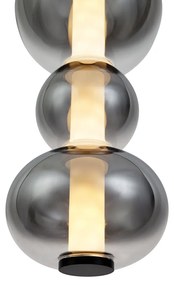 Lampă suspendată Art Deco neagră cu sticlă fumurie și transparentă 3 lumini incl. LED - Lizzy