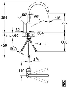 Baterie chiuvetă GROHE EUROSMART COSMOPOLITAN 31180000, crom lucios