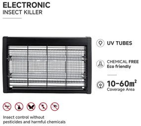 Brilagi - Capcană electrică pentru insecte 2 x UV / 10 W / 230 V, 60 m², neagră