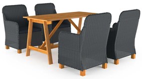 vidaXL Set de masă pentru grădină, 5 piese, gri închis