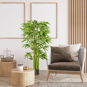 Planta artificiala de bambus, cu ghiveci, 160cm, verde HOMCOM | Aosom Romania