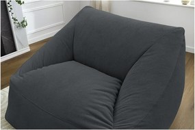 Fotoliu bean bag gri închis cu tapițerie din catifea reiată Lilibet – Bobochic Paris