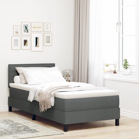 vidaXL Pat cu arcuri boxă și saltea Gri închis 90x200 cm Fabricat