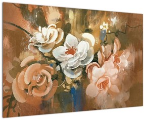 Tablou -Buchet de flori pictat (90x60 cm)