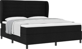 vidaXL Pat cu arcuri cu saltea Negru 180 x 200 cm țesătură