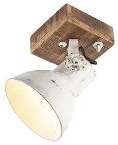 Spotlight industrial alb cu lemn de mango 18 cm - Mangoes