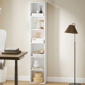 HOMCOM Bibliotecă Autoportantă și care Economisește Spațiu, 30x24x159 cm, Culoare Alb | Aosom Romania