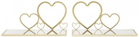 Set 2 noptiere cu oglinda aurii din metal, 41,5x18x21 cm, Hearts Mauro Ferretti