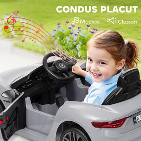 AIYAPLAY Mașină Electrică pentru Copii 3-5 Ani cu 2 Motoare, Telecomandă și Muzică, 98x59x43 cm, Gri | Aosom Romania
