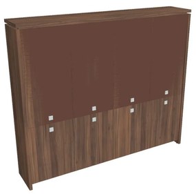 Dulap înalt Verno 248 x 46 x 210 cm, uși combinate, nuc / maro