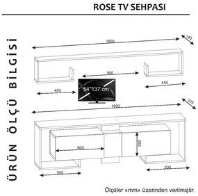 Comoda TV Rose - Alb, Walnut