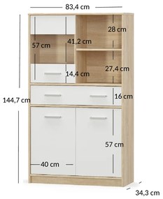 Vitrină Terrell (Stejar sonoma + alb). 1053281