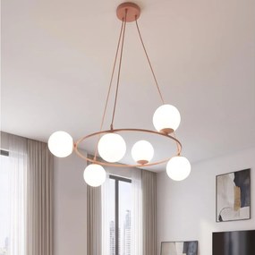 Lustră suspendată pe cablu AZURA 6xE14/10W/230V roz/alb
