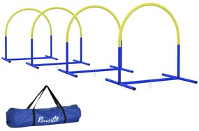 PawHut Set de Agilitate pentru Câini, Antrenament Câini, 4 arcuri, pentru începători, cu geantă de transport, albastru+galben, 88 x 64 x 95 cm | Aosom Romania