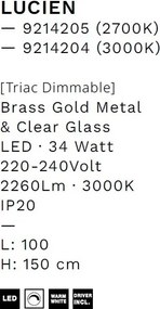 Lustra LED suspendata liniara design decorativ LUCIEN 3000K