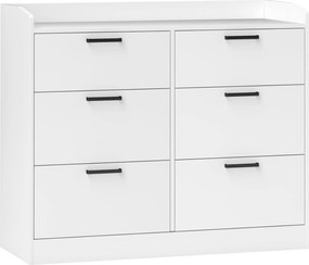 HOMCOM Comodă cu 6 Sertare, Margini Înălțate și Mânere în Formă de U, 110x40x88 cm, Alb | Aosom Romania