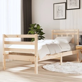 Cadru de pat, de 1 persoana, 90x190 cm, lemn masiv, 3    Maro, 90 x 190 cm