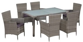 vidaXL Set mobilier de exterior cu perne, 7 piese, gri, poliratan