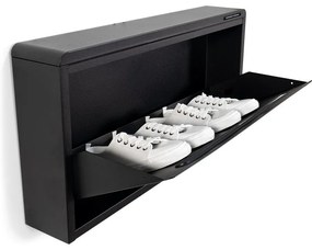 Pantofar negru cu deschidere înclinată/suspendat din metal 75x38x13 cm Mario – Spinder Design