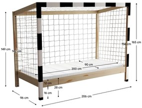 Pat pentru copii 90 cm Facilmente (natural + alb + negru) (cu somieră) (cu sp. depozitare). 1116345