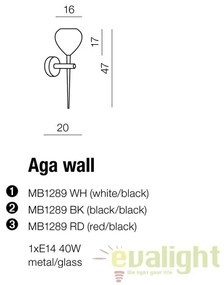 Aplica de perete moderna Aga WH/BK