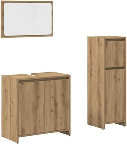 vidaXL Set mobilier de baie, 3 piese, stejar artizanal, lemn prelucrat