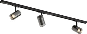 Sistem de iluminat pe șină modern negru cu 3 spoturi monofazate - Iconic Lloyd