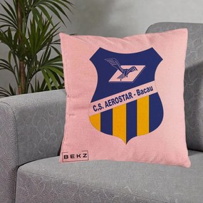 Perna Personalizata CS Aerostar Bacau Fotbal, 40x40 cm, Roz, Husa Detasabila, Perna Inclusa, BEKZ®