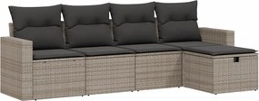 vidaXL Set canapea de grădină cu perne, 5 piese, gri, poliratan