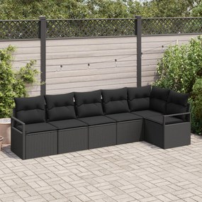 vidaXL Set de canapele pentru grădină 6 pcs Negru Rattan poli
