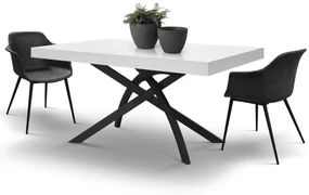 MASA CLEO EXTENSIBILA CU PICIOR METALIC - ALB FRASIN - 140 cm / 90 / h 77