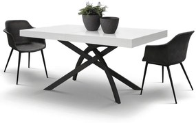 MASA CLEO EXTENSIBILA CU PICIOR METALIC - ALB FRASIN - 160 cm / 90 cm / h 77