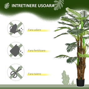 HOMCOM Plantă Artificială de Interior în Ghiveci, cu 36 Frunze din PE și Ciment, Ø16x160 cm, Verde | Aosom Romania