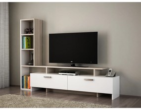 Comoda TV Simal, din PAL melaminat, alb/cordoba, 170x22x120 cm