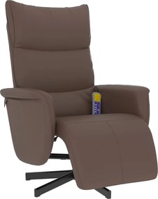 vidaXL Fotoliu de masaj rabatabil cu suport picioare, maro, piele eco