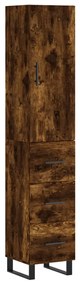3198878 vidaXL Dulap înalt, stejar fumuriu, 34,5x34x180 cm, lemn prelucrat