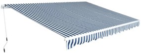 vidaXL Copertină pliabilă cu acționare manuală, 450 cm, albastru/alb
