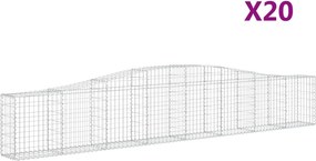vidaXL Coșuri gabion arcuite 20 buc, 400x30x60/80 cm, fier galvanizat