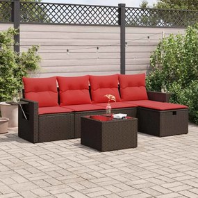 vidaXL Set canapele de grădină cu perne, 6 piese, maro, poliratan